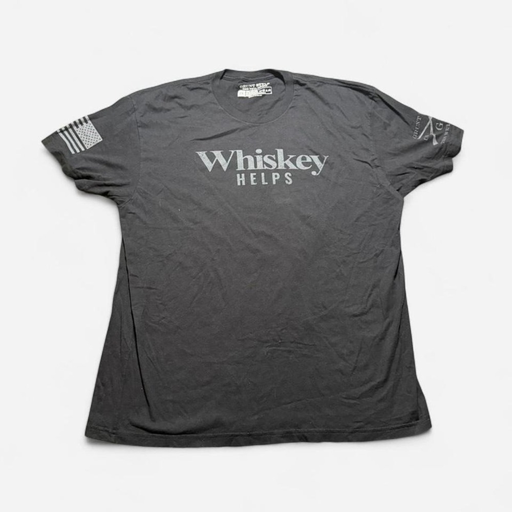 Grunt Style "Whiskey Helps" Tee Shirt Black Size 2XL Men's